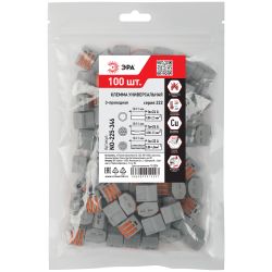 Клемма ЭРА NO-225-346 универсальная 222-413 с рычагами 3-проводная 0.08-2.5/4 мм2 (упаковка 100 шт.) | Клеммы