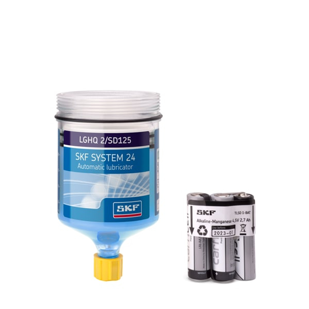 Refill cartridge grease filled, with battery for Electro-mechanical single point lubricator LGHQ 2/SD125