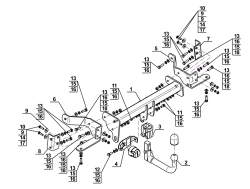 Фаркоп на Opel Antara, кроме flex-fix 02/2007-2017 без снятия и подрезки бампера (паспорт и сертификат в комплекте)(без электрики) Steinhof.O-094