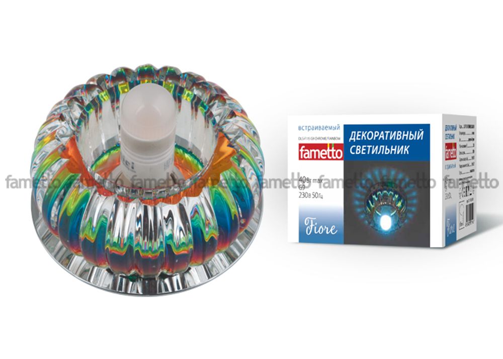 DLS-F115 G9 CHROME/COLOUR Светильник декоративный встраиваемый ТМ Fametto, серия Fiore. Без лампы, цоколь G9. Основание металл, цвет хром. Отделка