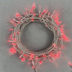 Светодиодная гирлянда с колпачком 100 красных LED ламп 10 м., 220-230 В., прозрачный провод ПВХ, IP65, LTC (PST100CAP-10-2R)