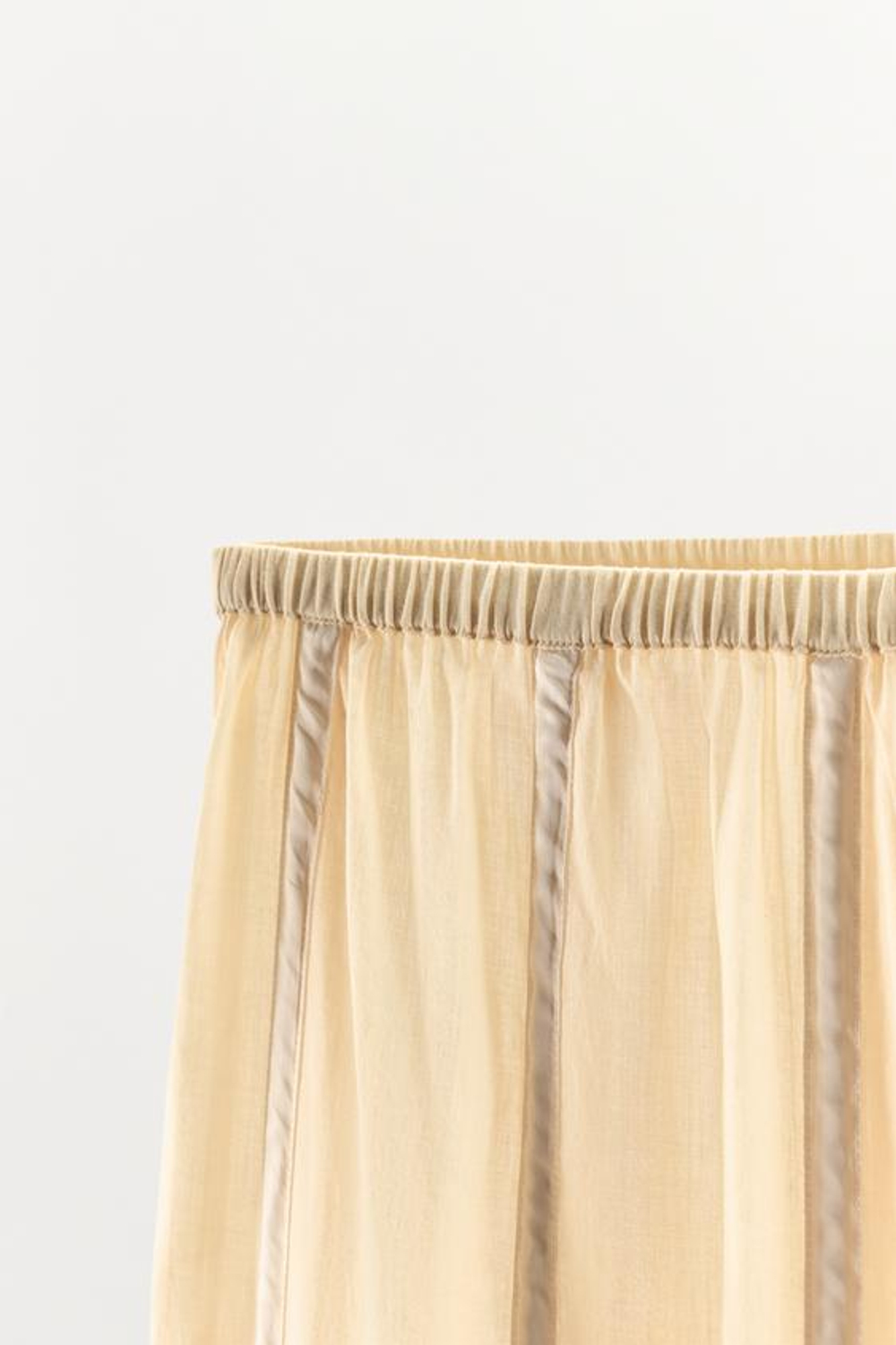 ZARA БРЮКИ ИЗ ХЛОПКА С ЗАВЯЗКАМИ, ЭКРЮ