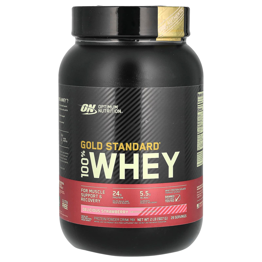 Optimum Nutrition, Gold Standard, 100% Whey, со вкусом клубники, 907 г (2 фунта)