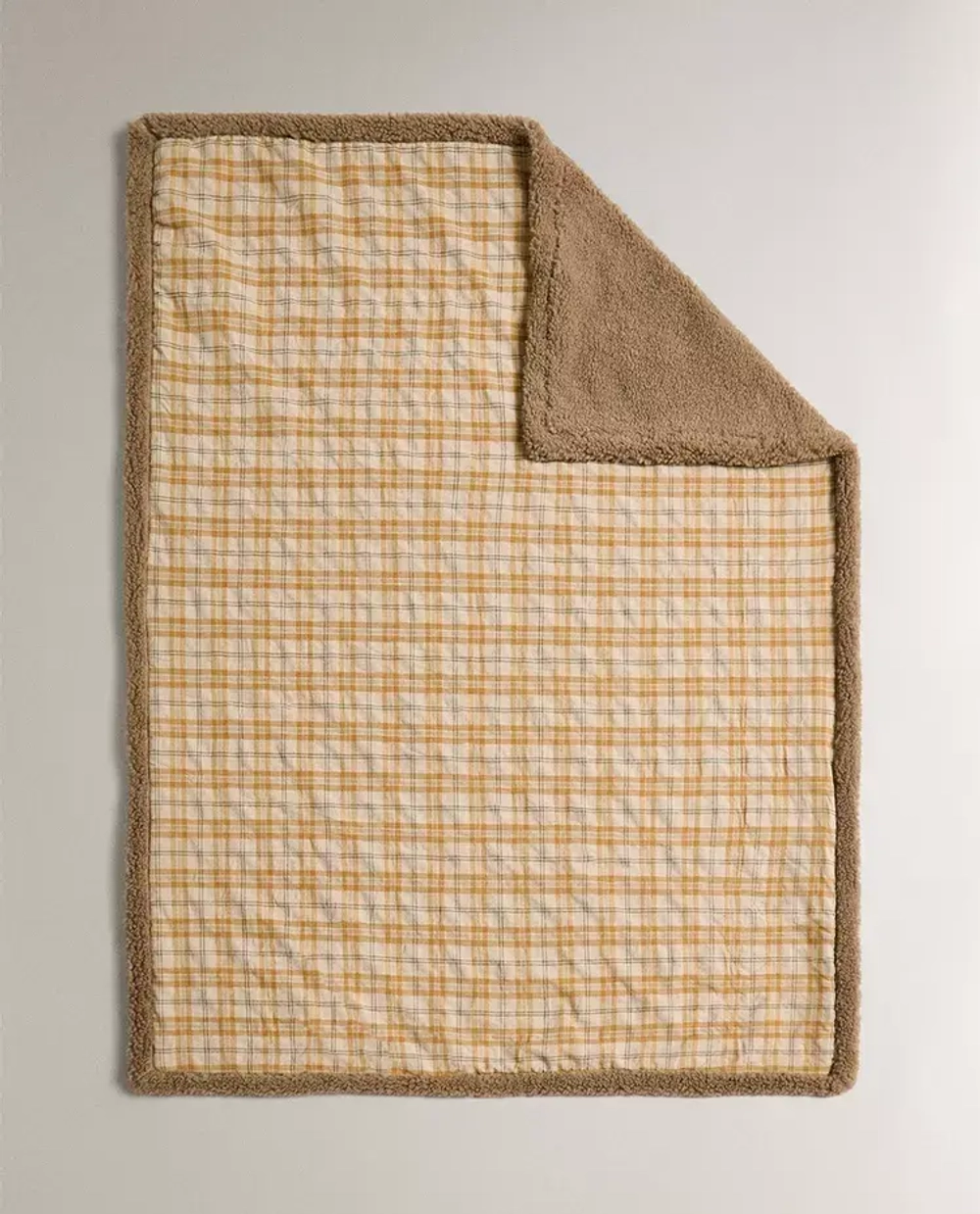 ZARA HOME ДВУСТОРОННИЙ ПЛЕД ДЛЯ ДОМАШНИХ ЖИВОТНЫХ В КЛЕТКУ, ЖЕЛТЫЙ