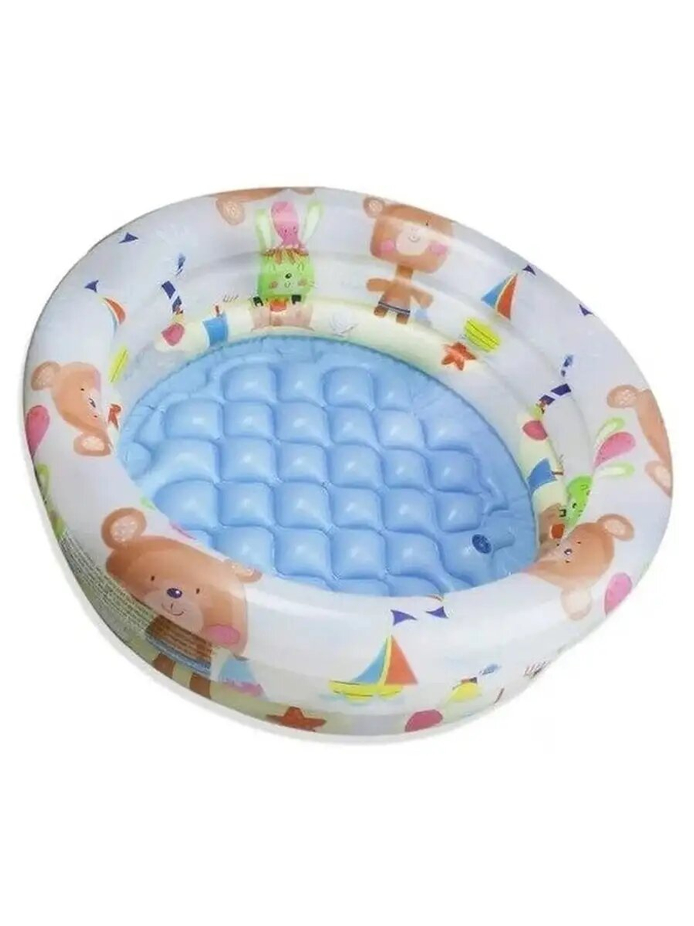 Бассейн надувной Intex 57106 Dino Buddies 61х22 см / Круглый трехсекционный бассейн Пляжные друзья Интекс с надувным дном для дачи