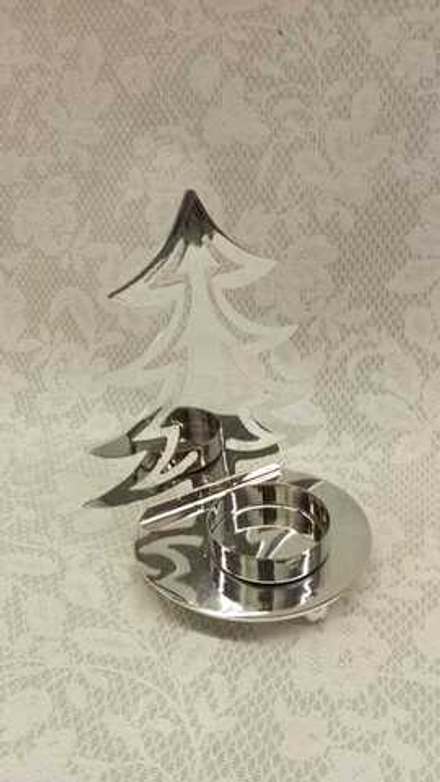 Подсвечник декоративный Елочка 10,5х7х13см, цвет: серебро, металл, SYTYB-1823040