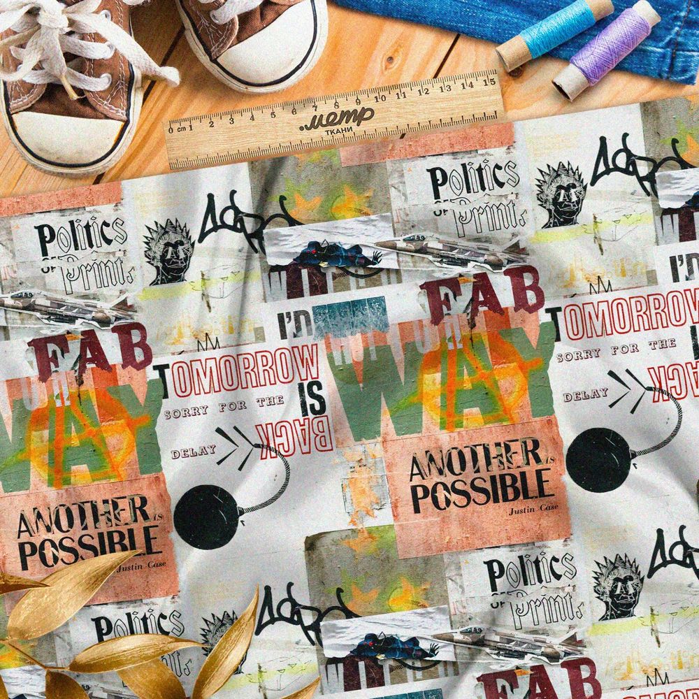 Ткань ниагара коллаж в стиле «лофт»