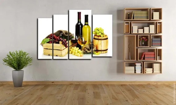 Модульная картина "Вино и виноград"