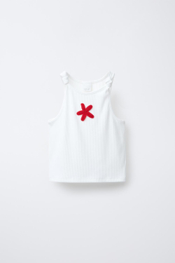 ZARA ТОП В РУБЧИК С УЗЛАМИ, БЕЛЫЙ