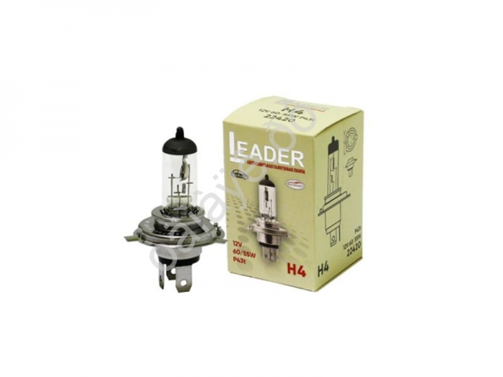 Автолампа H4 12V 60/55W Р43t Автосвет LEADER #22420