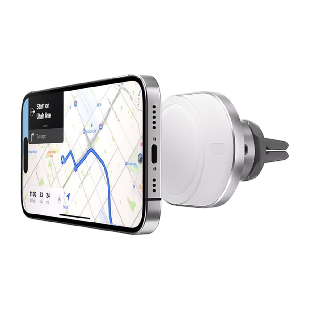 Автомобильный держатель MagSafe с беспроводной зарядкой Belkin BoostCharge Pro (Qi2) (WIC008) Беспроводная зарядка: Qi 15 Вт. Сертификация Qi2. Устанавливается на вентиляционную решётку