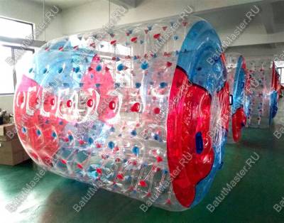 Водный цилиндр аттракцион «Красно-синий», ПВХ, одноместный, 2×1,8×1,8 м