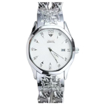 KIOSK Silver Luxury American Fossil Quartz Movement Stainless Steel Watchband Watch Unisex White Dial