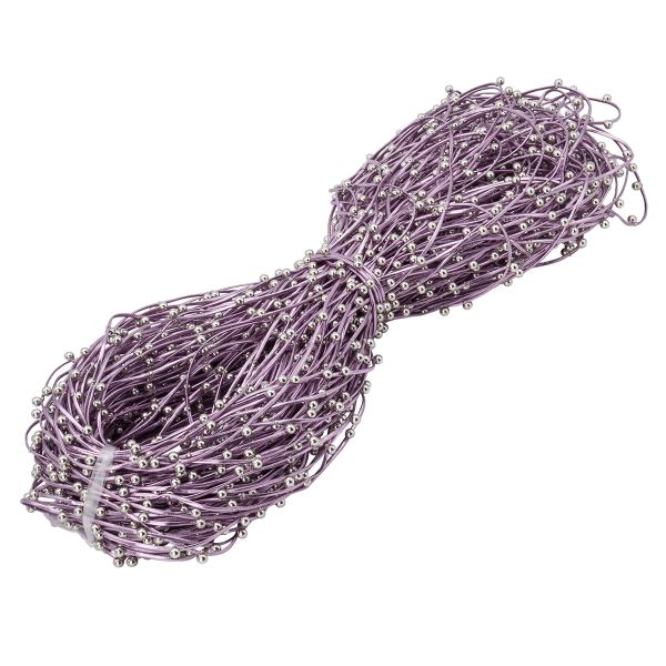 Шнур отделочный искусственная кожа с бусинами ⌀2.0 мм / 100 метров, 03 розовый