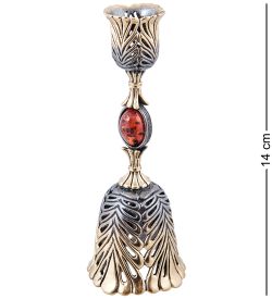 AM-3953 Колокольчик-подсвечник «Лебединое перышко» (латунь, янтарь)