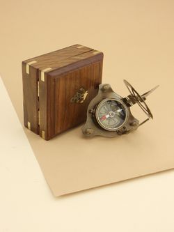 Nautical Морской компас в деревянном футляре