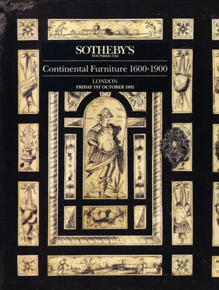 Каталог аукциона Sotheby's, Лондон, Мебель континентальной Европы 1600-1900 от 1 октября 1993 года