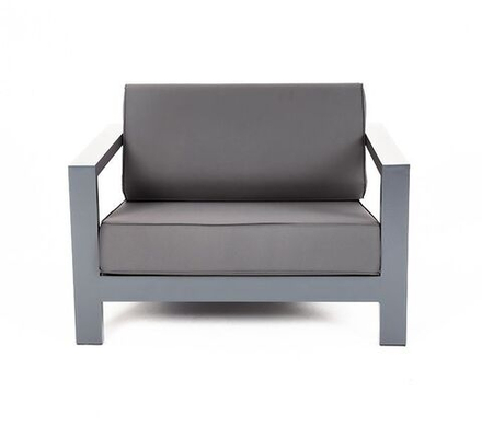 "Гранада" кресло алюминиевое, цвет темно-серый (RAL7024) муар, ткань темно-серая 027
