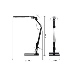 Настольный светильник ЭРА NLED-497-12W-BK светодиодный на струбцине и с основанием черный
