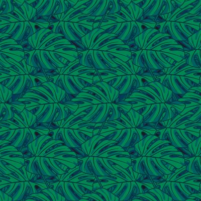 Monstera leaf seamless tropical pattern.
