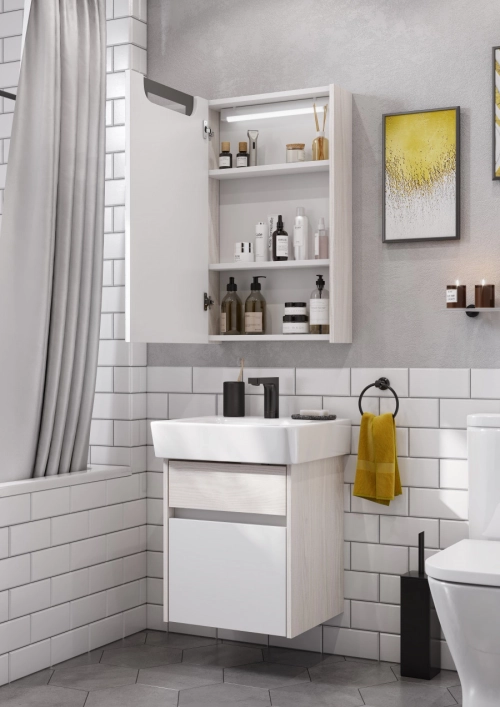 Зеркало-Шкаф AQUATON ВЕРДИ 50, белый ясень (1A195802VDAV0)