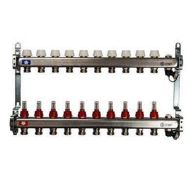 Коллекторная группа для теплого пола STOUT SMS0927 - 1" на 10 контуров 3/4"EK (нерж.сталь)