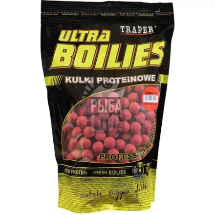 Бойлы Traper Ultra Клубника 1кг/12мм протеиновые шарики