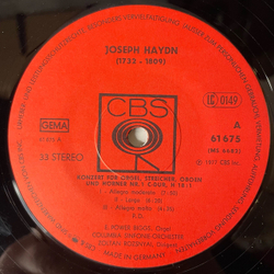 Винтажная виниловая пластинка LP J. Haydn Йозеф Гайдн, E. Power Biggs, Columbia Sinfonie Orchester, Zoltan Rozsnyai, Konzerte fur Orgel und Orchester Nr. 1 3 (Германия 1977)