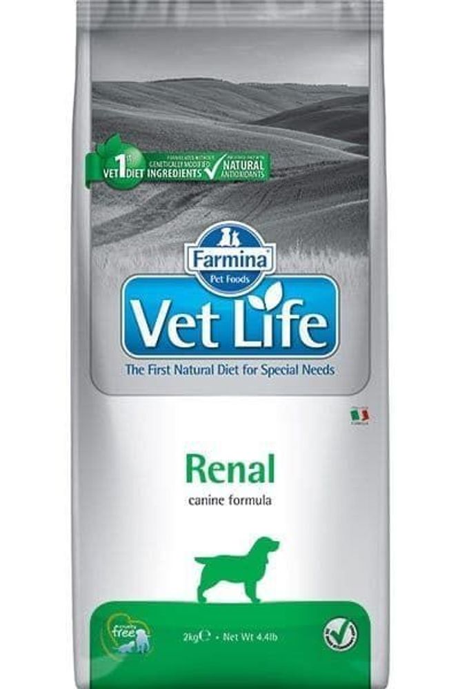 Farmina 2кг Vet Life Dog Renal (для поддержания функции почек при почечной недостаточности)