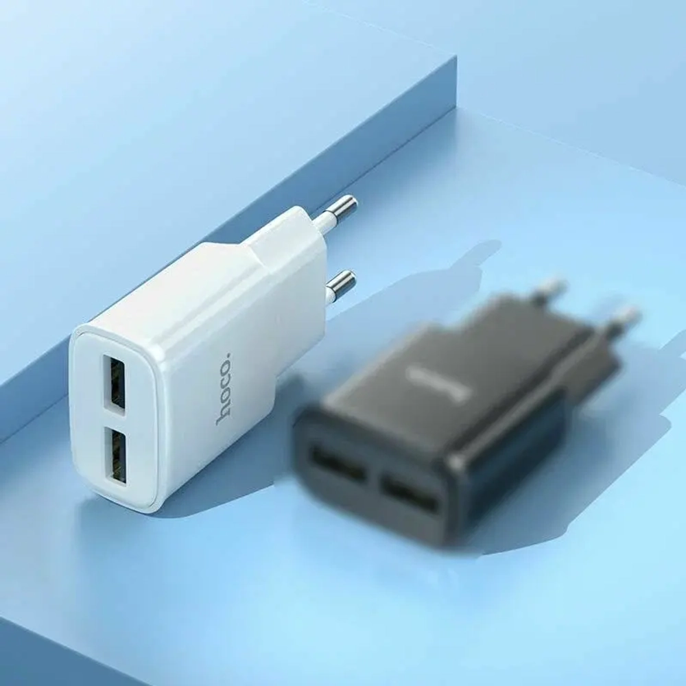 СЗУ USB Hoco C12 (12W, 2 порта) Белый