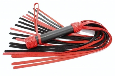 Черно-красная плеть с плетением турецкие головы - 60 см. (Цвет: черный с красным)