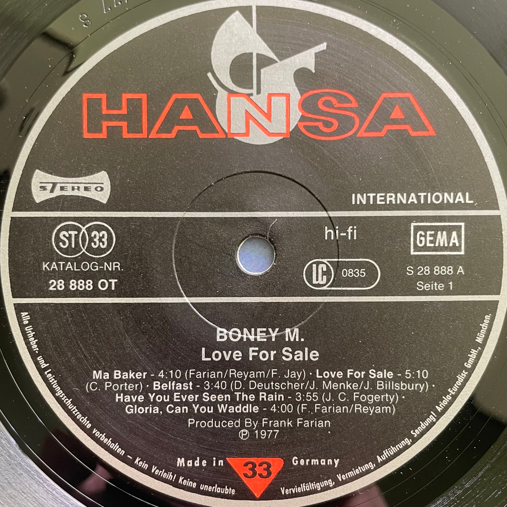 Boney M. - Love For Sale (Германия 1977г.)