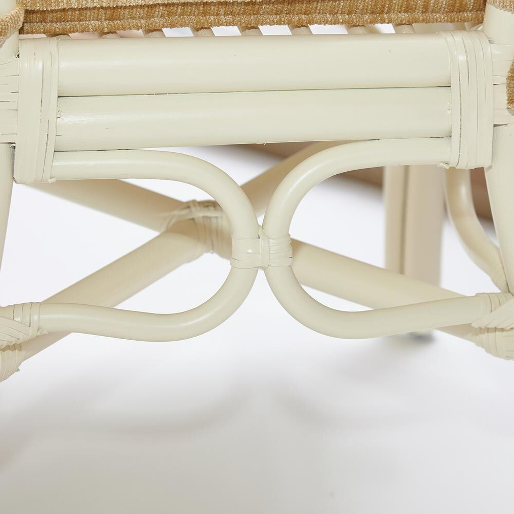 Комплект обеденный "ANDREA GRAND" (стол со стеклом+6 кресел+ подушки) TCH White (белый), Ткань рубчик, цвет кремовый