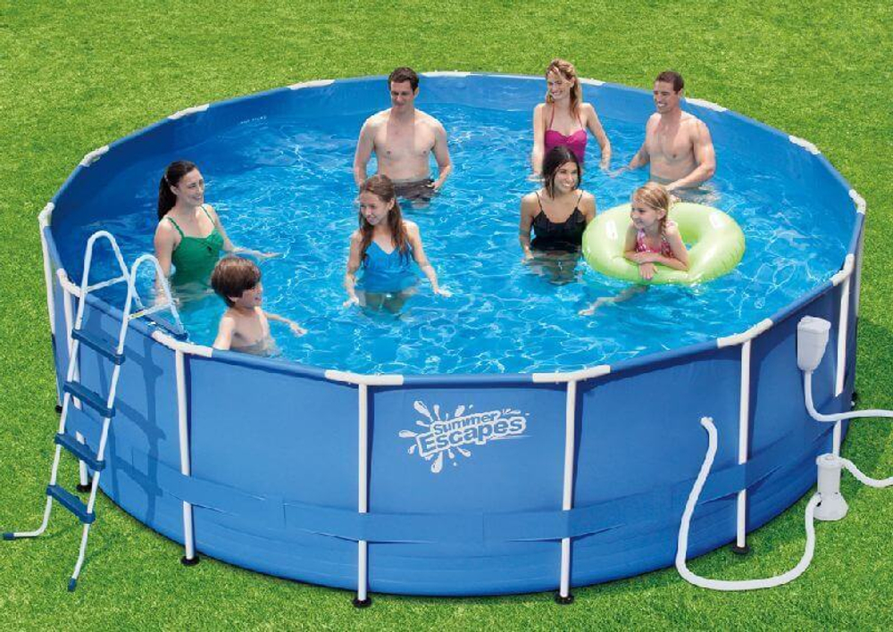 Каркасный бассейн Polygroup Summer Escapes 457х132 см + ф/насос 3000 л/ч, лестница, настил, тент, набор д/чистки, скиммер (P20-1552-B)