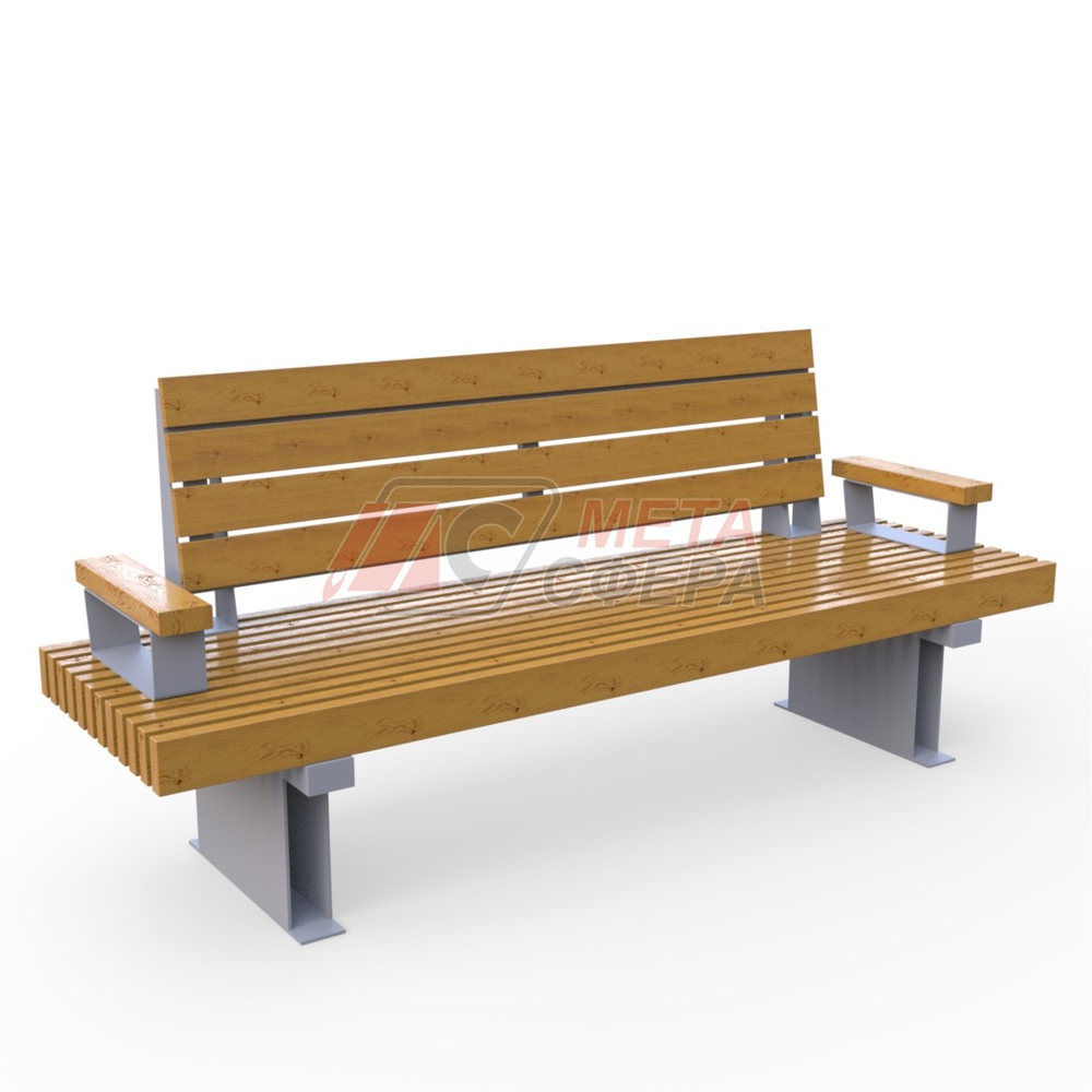 Скамейка Rail Road 03 продольная с подлокотниками