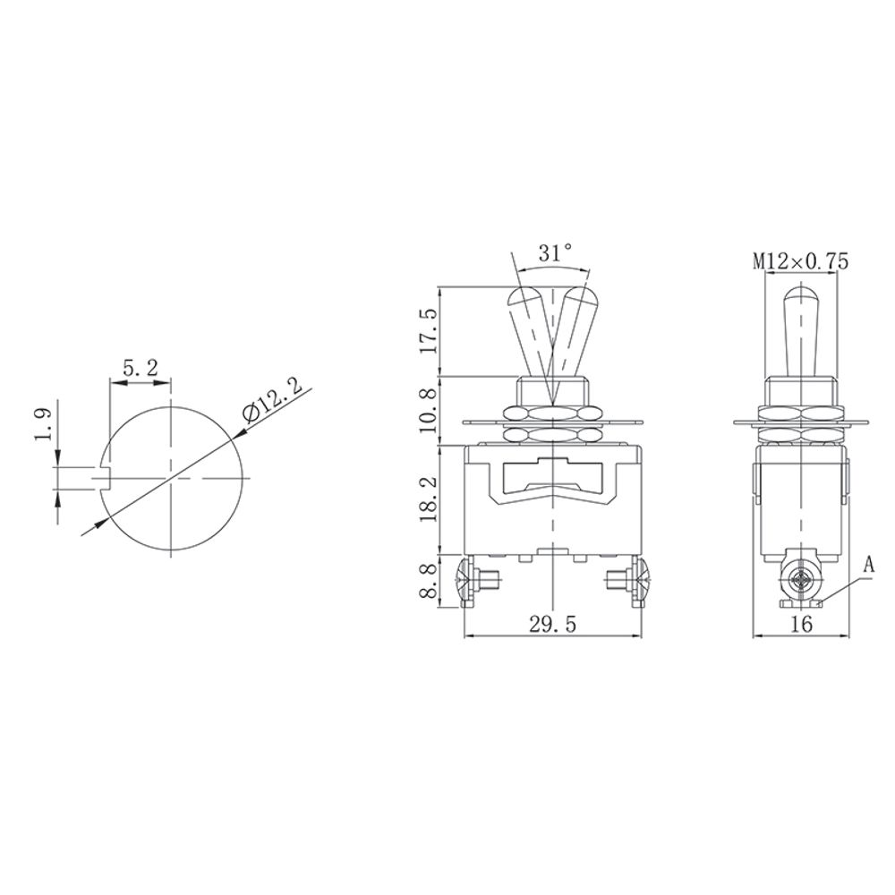 Тумблер 250В 15А (2c) вкл-выкл однополюсный (KN-101) REXANT