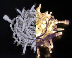 Светодиодная нить на цветном проводе 10 м., 24V, 100 теплых белых LED ламп, белый провод, Rich LED (RL-S10C-24V-RW/WW)