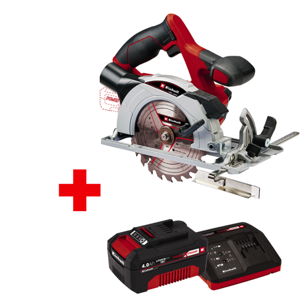Набор пила циркулярная аккум. Einhell PXC TE-CS 18/165-1 Li + 1 акк. PXC 4Ач 18В + ЗУ 3А 4331207SET
