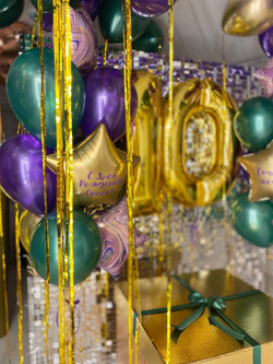 Воздушные шары яркие хром/ коробка сюрприз / шары с дождиком №42