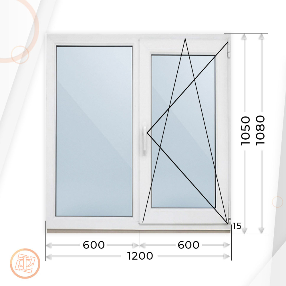 Пластиковое окно 1050 х 1200 ТермА Эко
