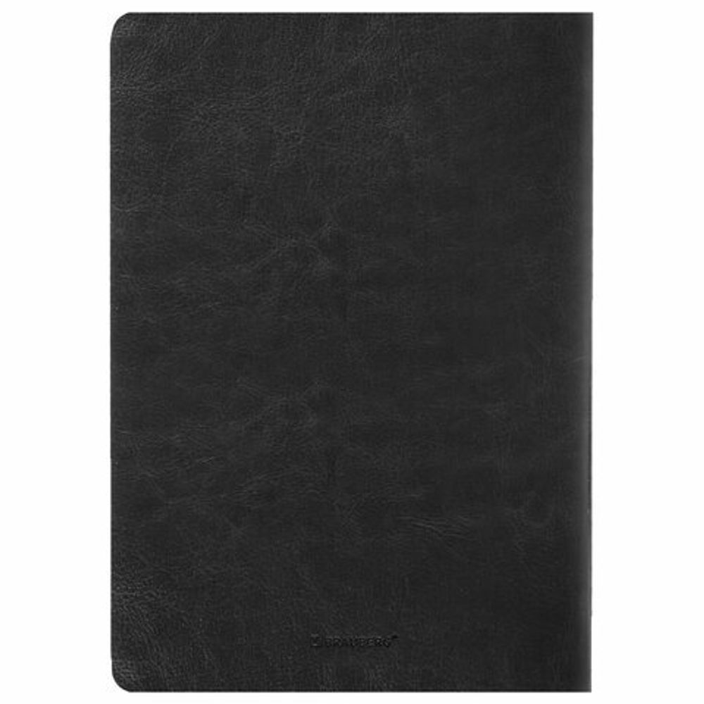 Тетрадь 60 л. в клетку обложка гладкий кожзам, сшивка, B5 (179х250мм), ЧЕРНЫЙ, BRAUBERG VIVA, 403898