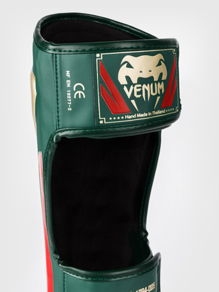 Щитки Venum Elite Green/Gold/Red