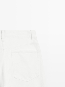 Massimo Dutti Укороченные джинсы средней посадки с широкими штанинами, экрю