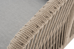 "Канны" диван 2-местный плетеный из роупа, каркас алюминий светло-серый (RAL7035) шагрень, роуп серый меланж круглый, ткань светло-серая