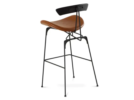 Барный стул Candy металлический, деревянная спинка, коричневая экокожа