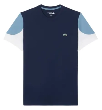 Мужская теннисная футболка Lacoste Sport Printed Colour-Block - navy blue/blue/white