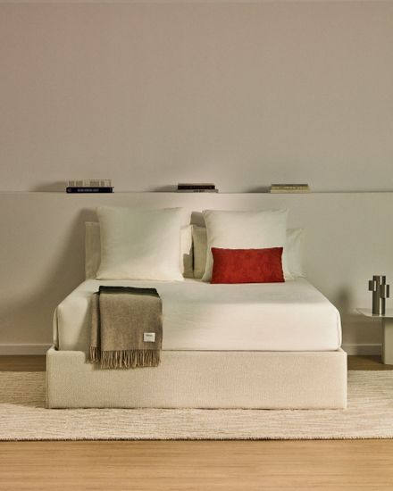 Основание кровати Nelzi из шенилла цвета экрю для матраса 150 x 200 см