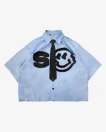 Рубашка SoWhat? Smile укороченная голубая