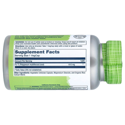 Solaray, True Herbs, Fo-Ti He-Shou-Wu, 610 мг, 100 растительных капсул