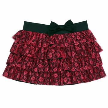 Юбка с кружевами гипюровая красная (004)